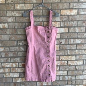 Pink button up jean dress